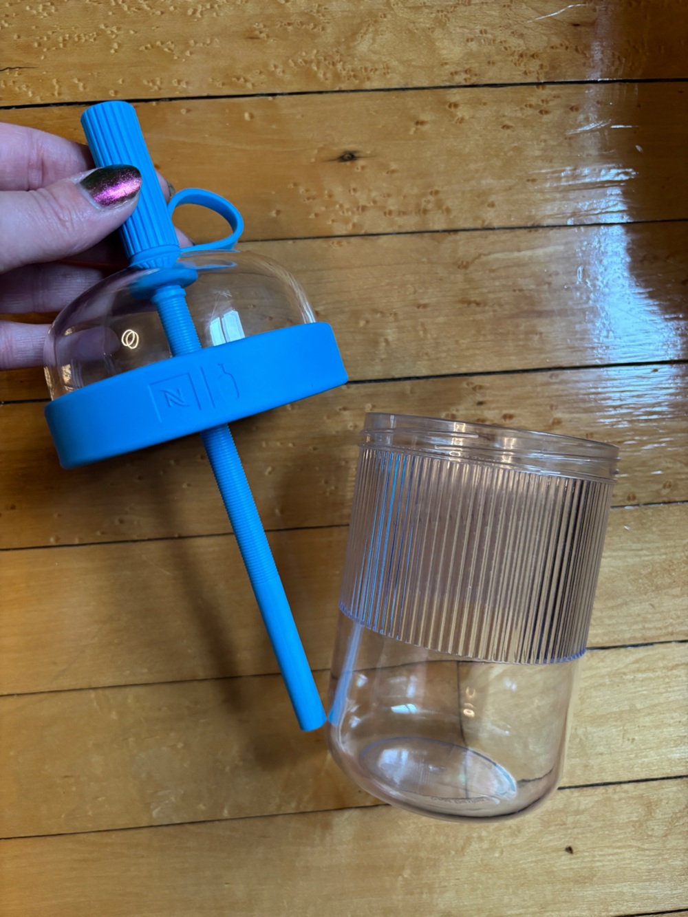 EUC Nespresso Limited Edition 18 Ounce Travel Iced Coffee Tumbler in NOLA Blue - Picture 8 of 16